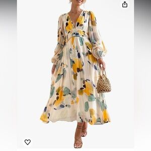 Long Sleeve Boho Floral Maxi NWOT